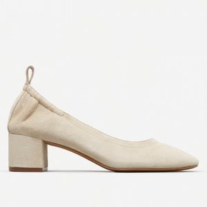 Everlane Day Heel in Bone Suede